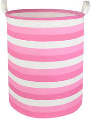 CLOCOR pink laundry basket nursery view highlighting spacious storage for baby clothes.