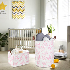 CLOCOR pink nursery basket folded for compact storage in small spaces.