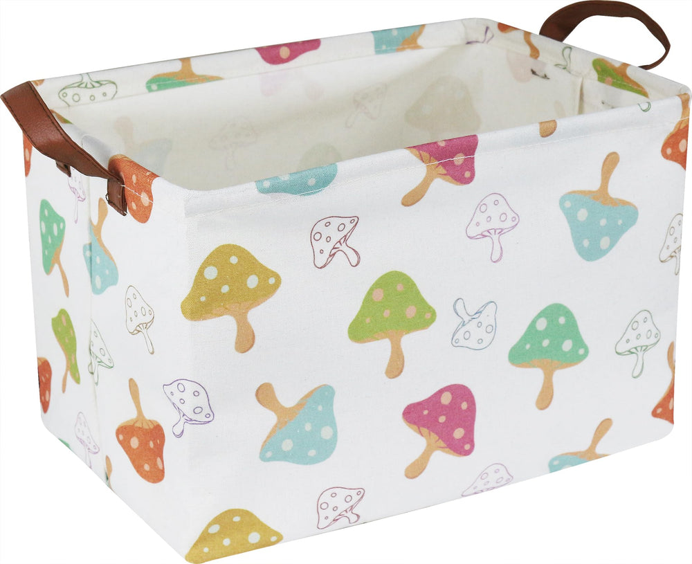 CLOCOR rectangular storage basket mushroom pattern, sturdy and stylish for organizing shelves