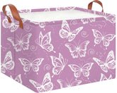 CLOCOR rectangular storage basket purple butterfly front view for stylish clutter control