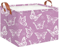 CLOCOR rectangular storage basket purple butterfly front view for stylish clutter control