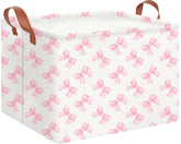 CLOCOR rectangular storage basket front view with star bowknot for tidy closet organization