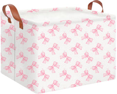 CLOCOR rectangular storage basket front view with star bowknot for tidy closet organization