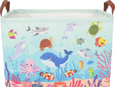 CLOCOR rectangular storage basket under-the-sea print, perfect for organizing toys, books, or gifts.