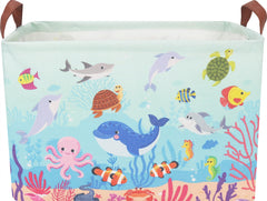 CLOCOR rectangular storage basket under-the-sea print, perfect for organizing toys, books, or gifts.