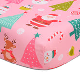 Cloele Christmas crib sheet Santa pink animals adds festive charm to baby’s nursery