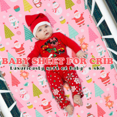 Cloele Santa crib sheet with elastic band provides a snug, smooth fit on a crib