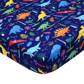 Cloele dinosaur fitted crib sheet blue, snug standard crib fit