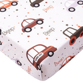 Cloele fitted crib sheet showing 52x28 inch fit for standard cribs, easy toddler bed transition