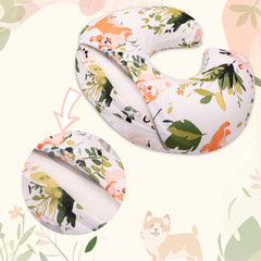 Cloele nursing pillow cover with green leaf and dog print design