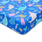 Cloele Ocean Fitted Crib Sheet Shark Pattern offers snug fit for standard cribs and easy care.