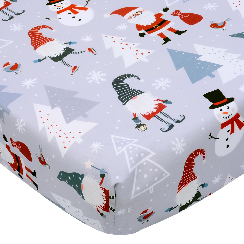 Cloele Snowman Christmas crib sheet grey folded for storage