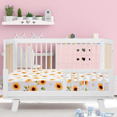 Cloele Sunflower crib sheet fabric highlights breathable polyester material