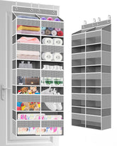 Clothink over-the-door organizer front view shows five-tier capacity for toys and clothes.