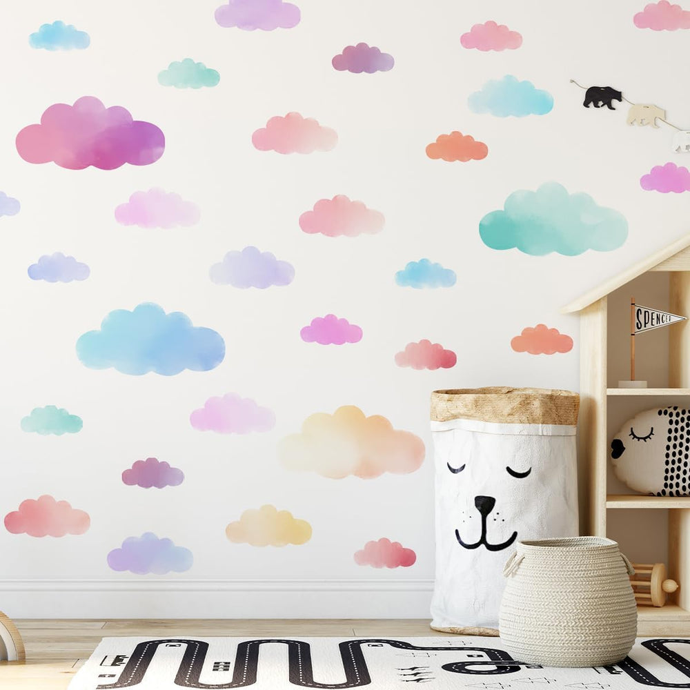 clothmile clouds wall decal set neatly arranged for a playful nursery backdrop