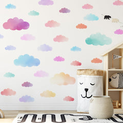 clothmile clouds wall decal set neatly arranged for a playful nursery backdrop