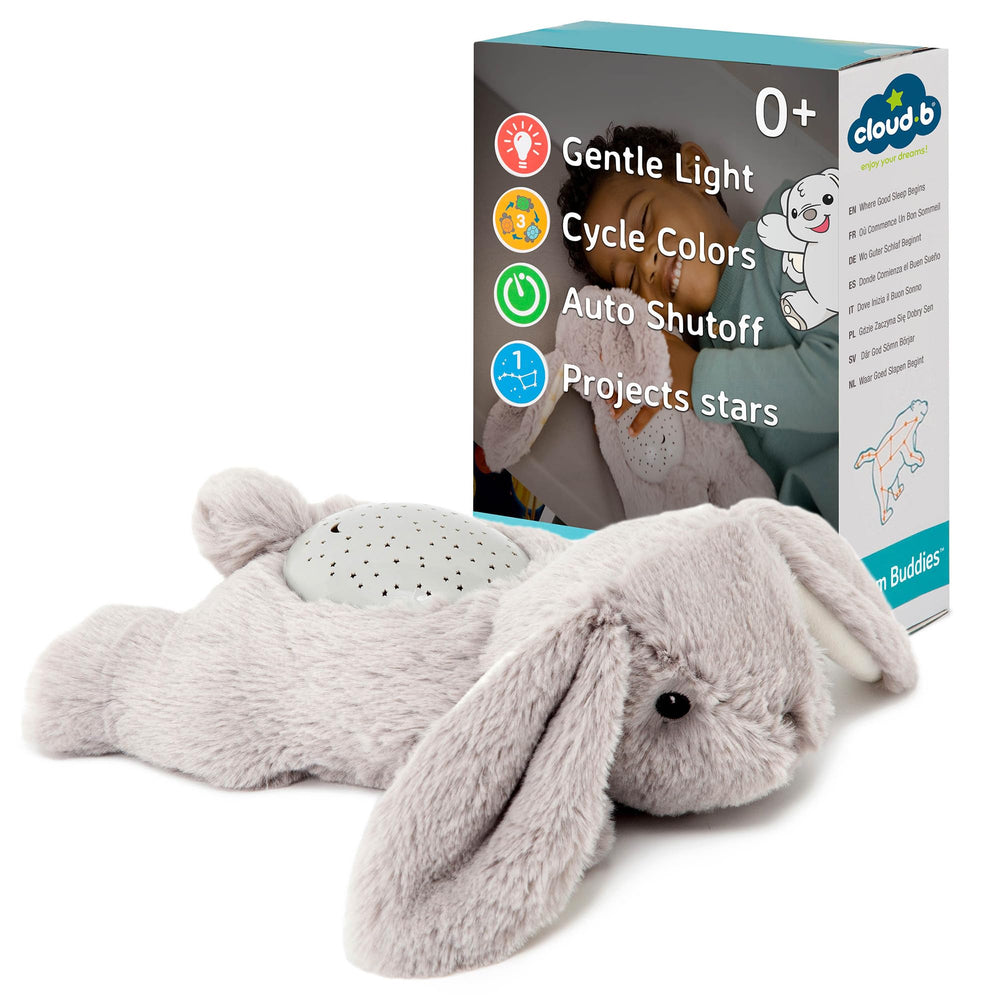 Cloud B Benny the Bunny night light glows softly to support a calm bedtime routine.