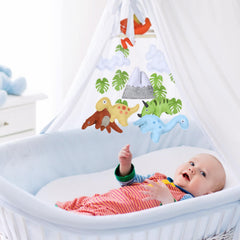 CLYMENE handmade felt dinosaurs with soft 3D detail for tactile baby engagement.