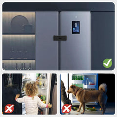 CLYMENE fridge lock adhesive tape application highlights easy install without damaging surfaces