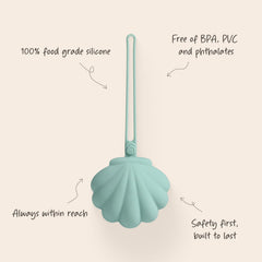 CLYMENE pacifier holder strap attaches to diaper bags for quick access