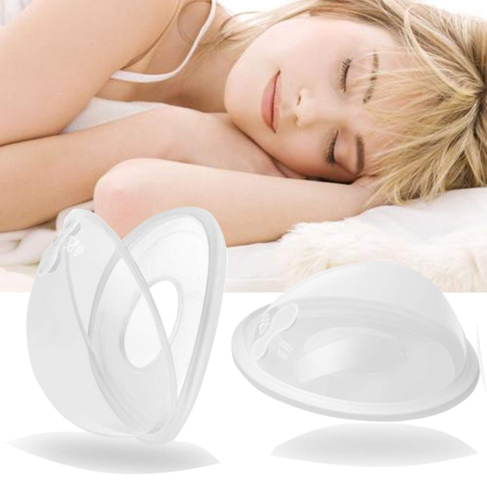 CMBEAR anti-flow lid on breast shell prevents nighttime leaks.