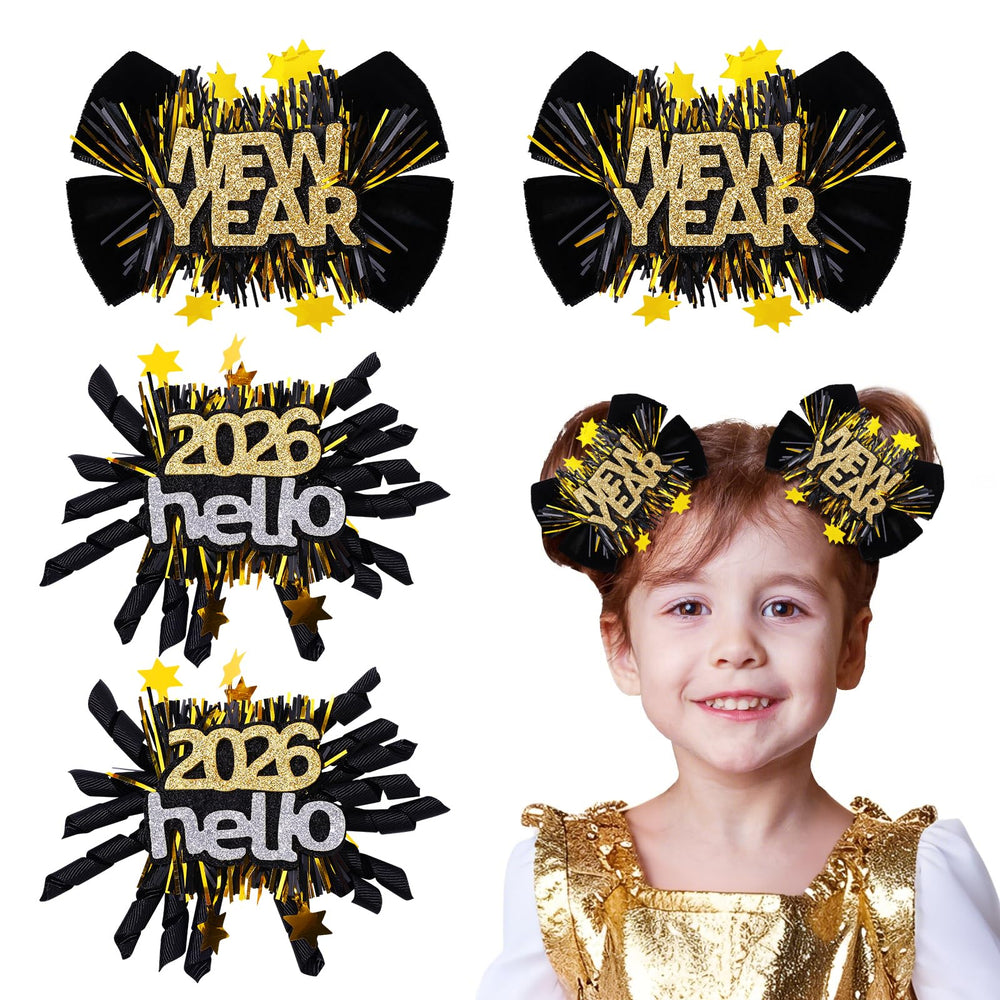 CN Happy New Year velvet star bows for festive photos and party styling.