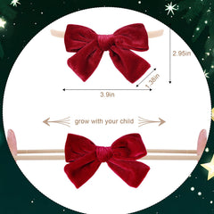 cnomg Christmas baby bows forest green on hair ideal for family portraits