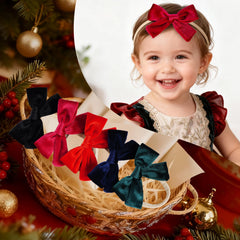 cnomg Christmas baby bows navy blue on hair for festive outfits