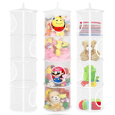 Coastal Rose folded white stuffed animal storage hammock, space-saving design.