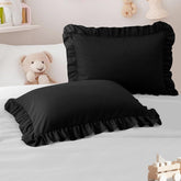 Cobedzy toddler pillowcase with lotus-edge ruffle for cozy nursery aesthetics.