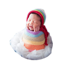Coberllus newborn wrap rainbow full-body shot demonstrates versatile photography prop for babies.