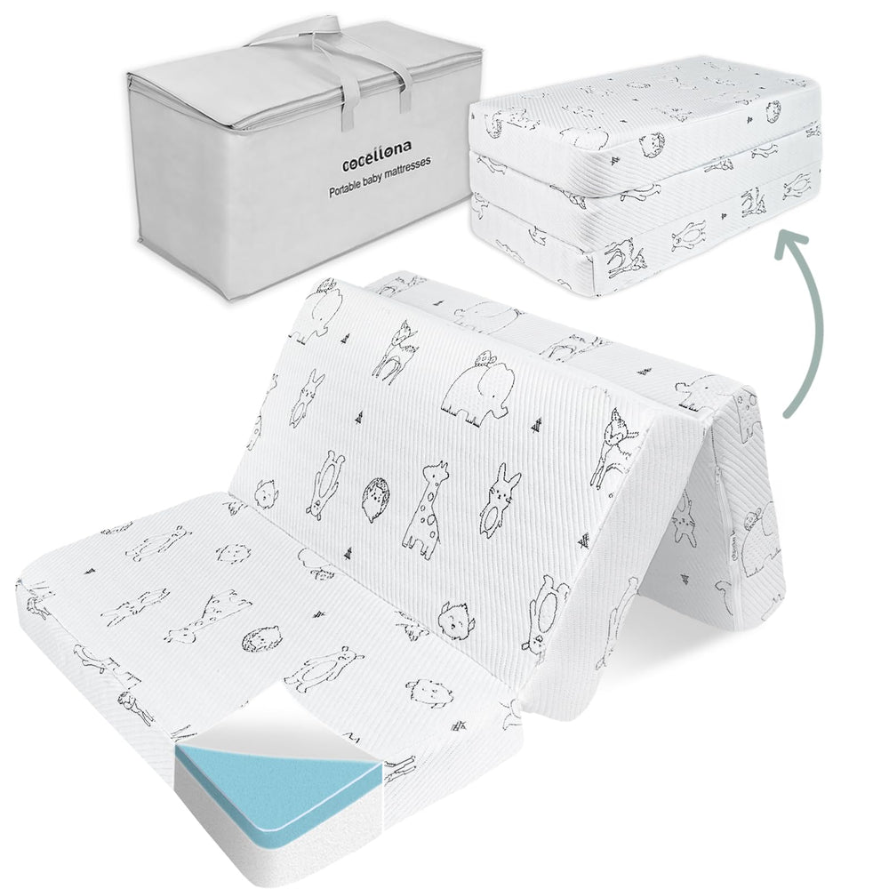 Cocellona trifold mattress laid flat showing universal fit and rounded corners