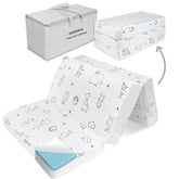 Cocellona trifold mattress laid flat showing universal fit and rounded corners