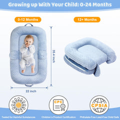 Cococu baby lounger blue foldable design with carry handle for travel