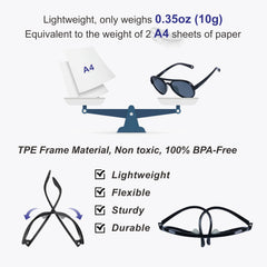 COCOSAND removable strap keeps glasses secure during play and exploration.