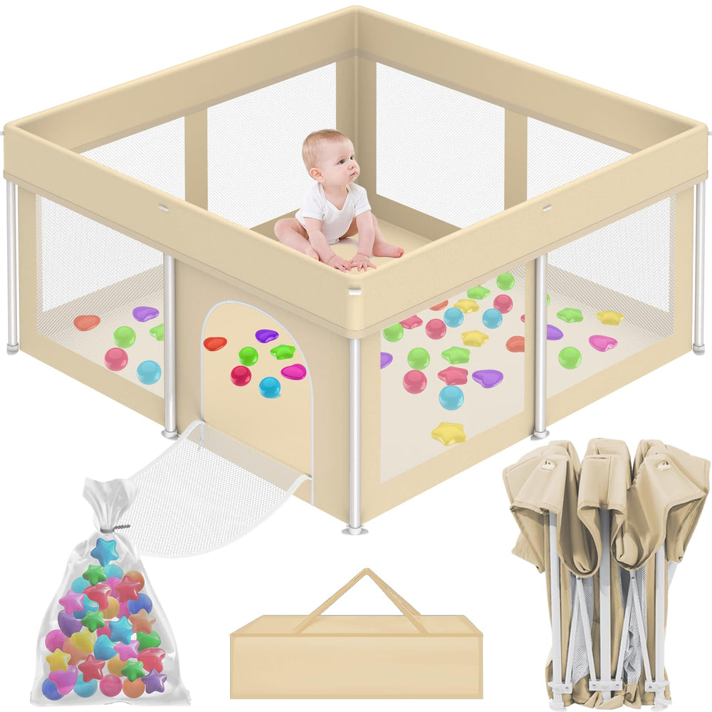 Coilace foldable playpen compact fold with carry bag for easy travel.