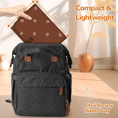 Coinarin portable diaper-changing-pad brown-bee closed for compact storage in a diaper bag.