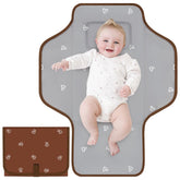 Coinarin portable diaper-changing-pad brown-bee open shows waterproof surface for quick cleanups.