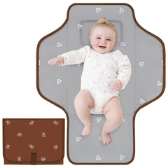 Coinarin portable diaper-changing-pad brown-bee open shows waterproof surface for quick cleanups.