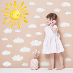 Colarr sun wall decal watercolor sun brightens nursery for creative play.