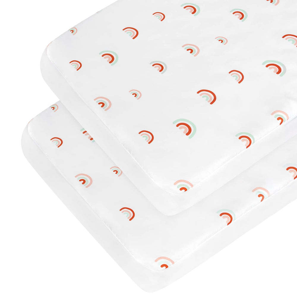 Coldwind rainbow-pattern crib sheets ultra-soft microfiber for breathable baby sleep.