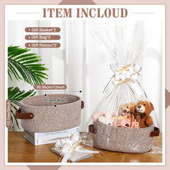 Colingmill 2-pack gift baskets packaging with bows—simple holiday gifting setup.