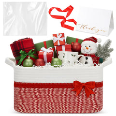 Colingmill Christmas Gift Basket 14x10x6, sturdy woven basket for reusable gifting.