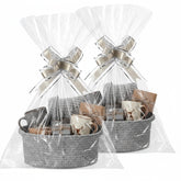 Colingmill Christmas woven basket with handles for elegant gift presentation and easy transport.