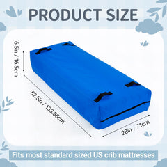 Colingmill crib mattress storage blue front view highlighting eight reinforced handles