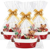 Colingmill woven basket with handles in white and red, ideal for stylish gift presentations.
