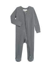 Colored Organics KENDI baby zip-up footed sleeper triangle waffle front view shows cozy all-day comfort
