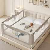 colorfarm Queen bed rail three-sided guard keeps toddlers safely tucked in for peaceful bedtimes.