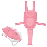 Colorlife Baby Bath Seat Mesh pink side view demonstrates secure, hands-free bath time.