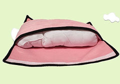 Colorsheng grey-pink kids cushion supports head during naps in the car